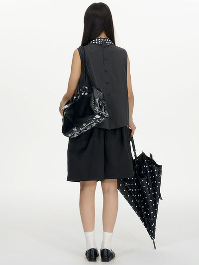 Polka Dot Pleated Sleeveless Top NEC0202