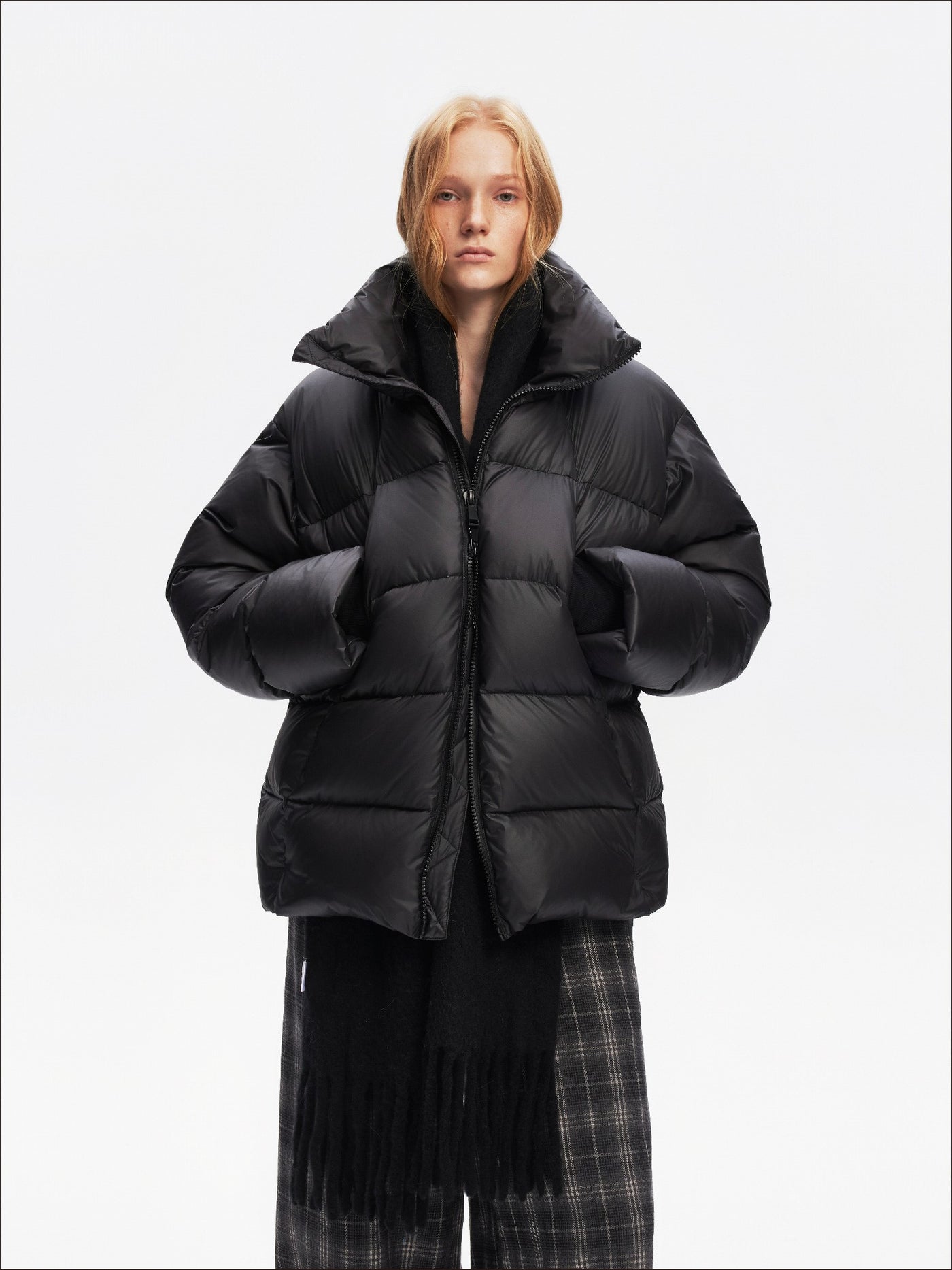 Stand Collar Retro Black Down Jacket SAL0208