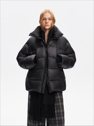 Stand Collar Retro Black Down Jacket SAL0208