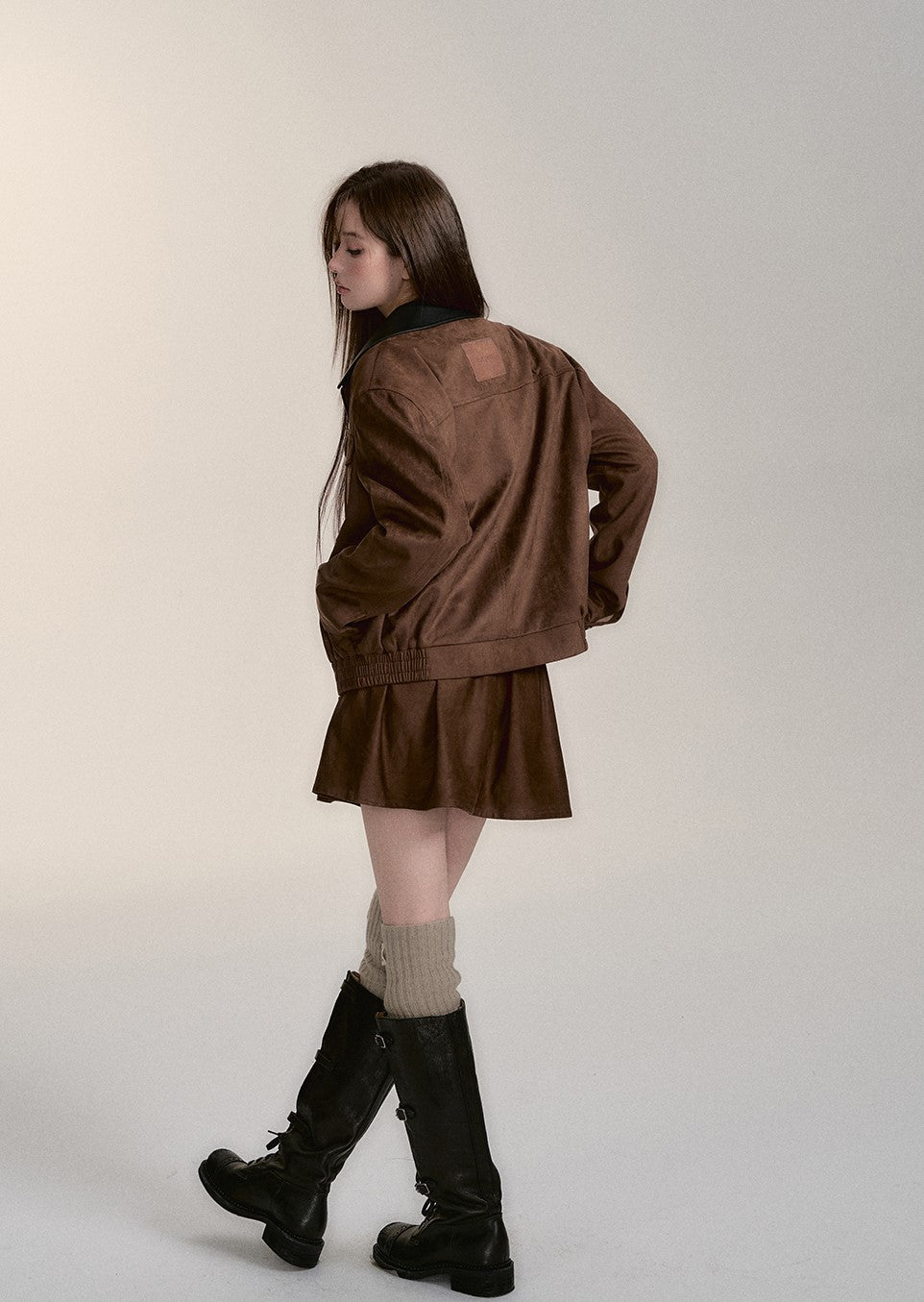 All-match Cowhide Plush Thickened Cotton Jacket/Short Skirt VIA0172