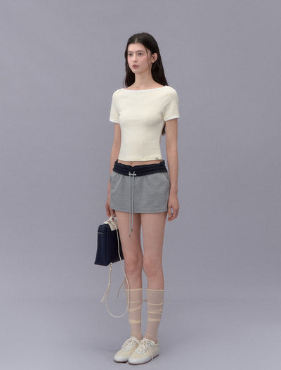 Contrast Color Casual Short Skirt LAL0215