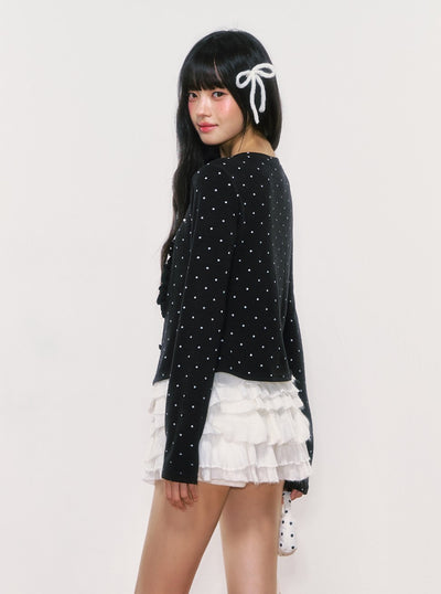 Black Polka Dot Thin Cardigan WEE0049
