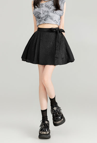 Dark Pattern Jacquard A-line Pleated Short Skirt KEI0081