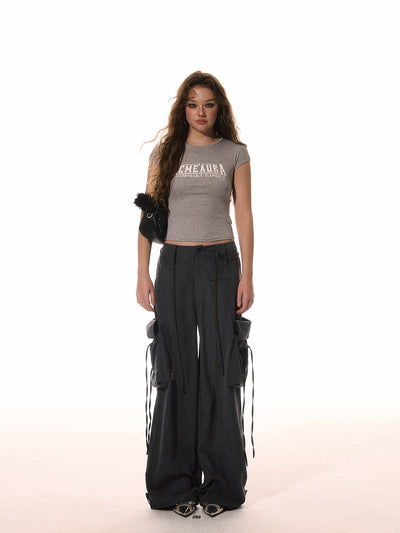 Bowknot Large Pocket Loose Casual Pants ACM0091