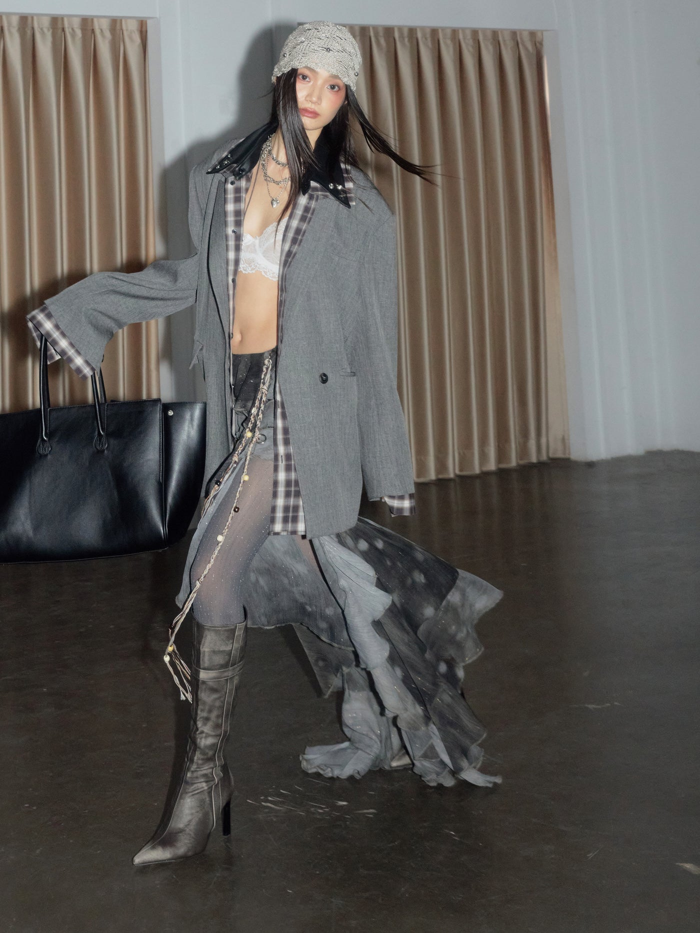 Printed Chiffon Irregular Ruffle Skirt JNY0279