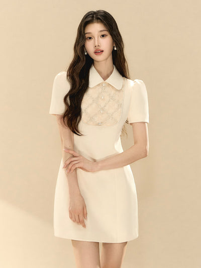 Lace Puff Sleeve A-line Dress OSH0132