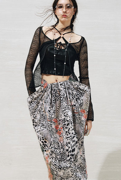 Lace Metallic Cross-strap Top+Cardigan OFA0270