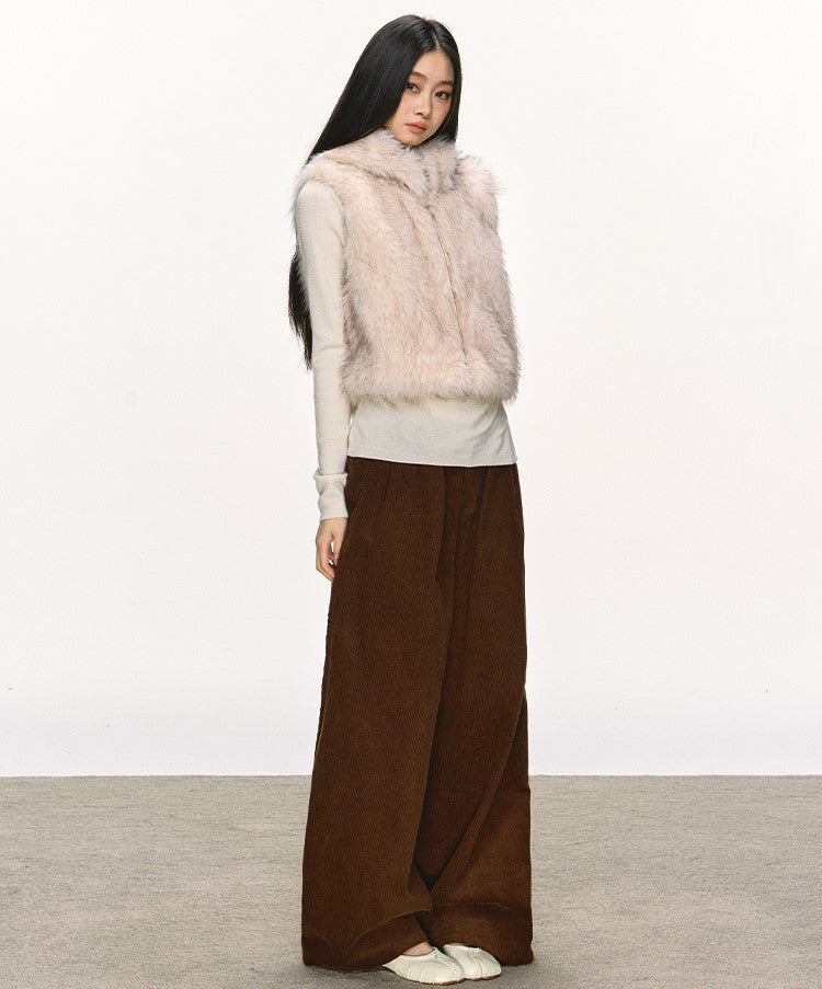 Eco-friendly Fur Hooded Short Vest Jacket ANA0101