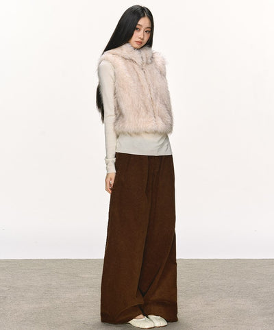 Eco-friendly Fur Hooded Short Vest Jacket ANA0101