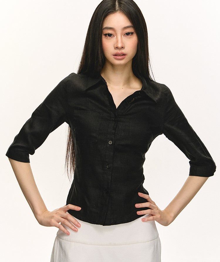 Linen Mid-sleeve Shirt ANA0052
