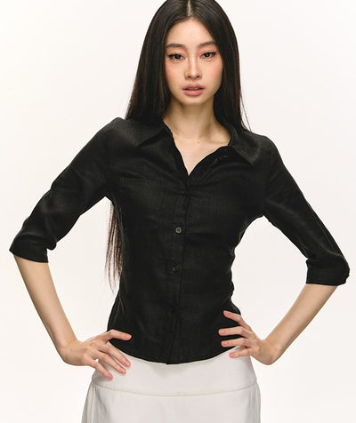 Linen Mid-sleeve Shirt ANA0052