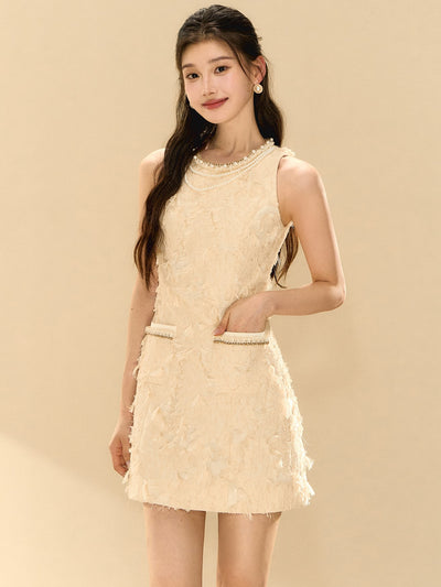 Feathery Sleeveless A-line Dress OSH0138