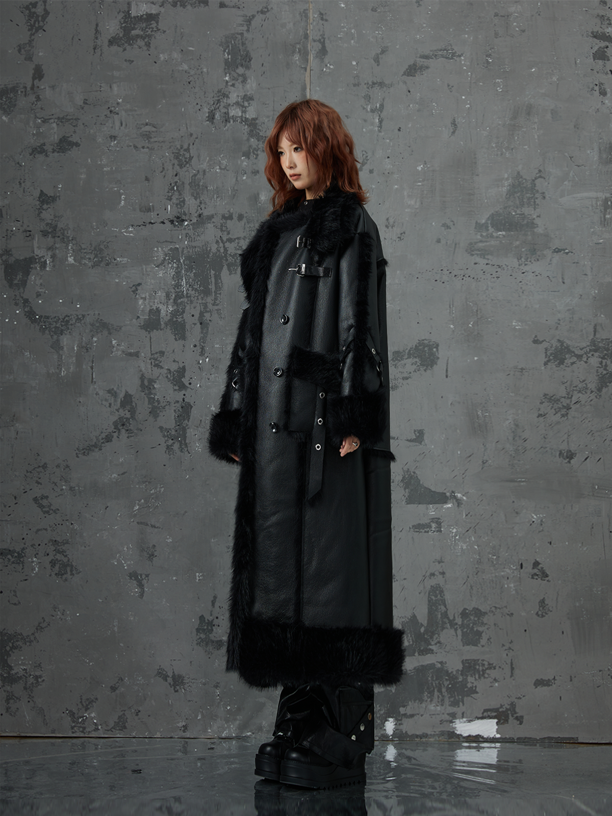 Dark Punk High-end Long Fur Coat FRU0052