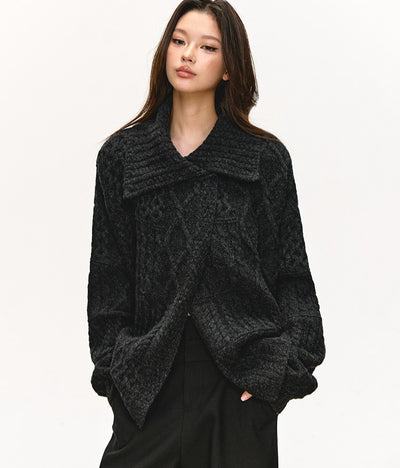 High-Neck Relaxed Design Unique Sweater ANA0083