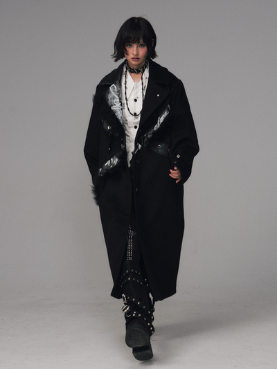Punk Rock Print Patchwork Long Coat FRU0132