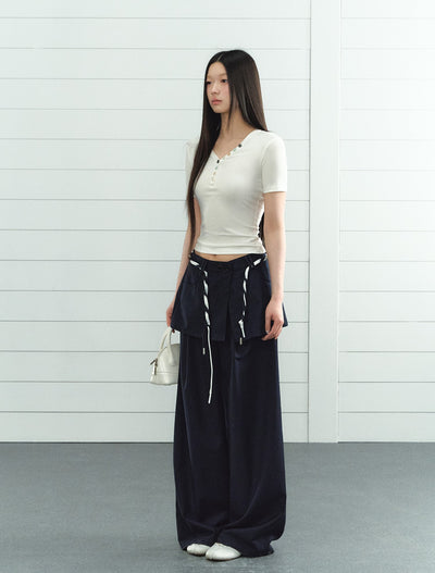 Wide-leg Fake two-piece Skirt Pants LAL0205