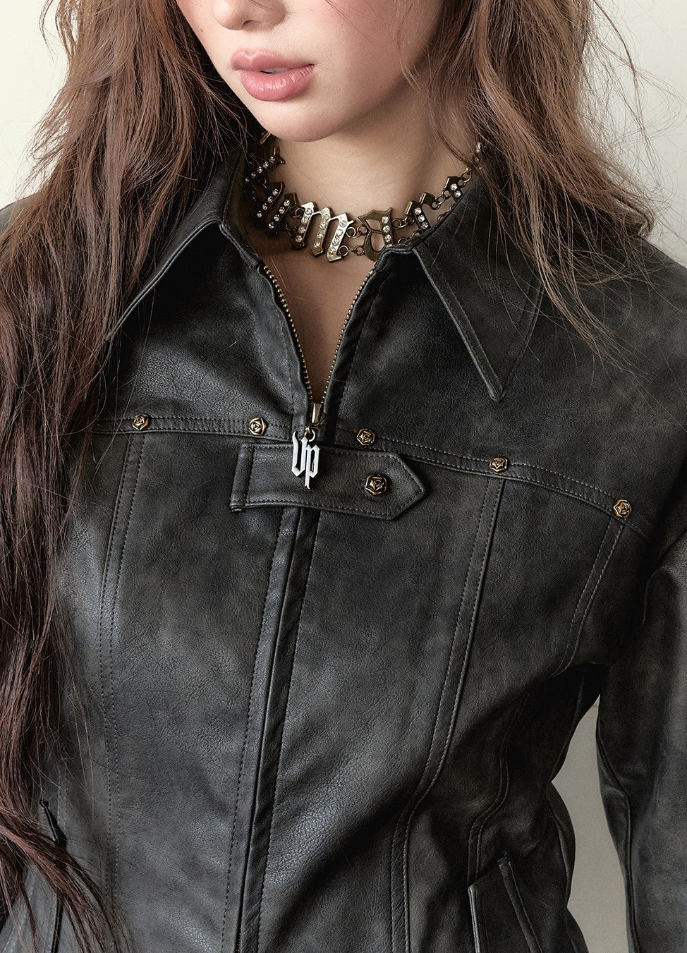 Rivet Street Style Slim All-match Leather Jacket VIA0155