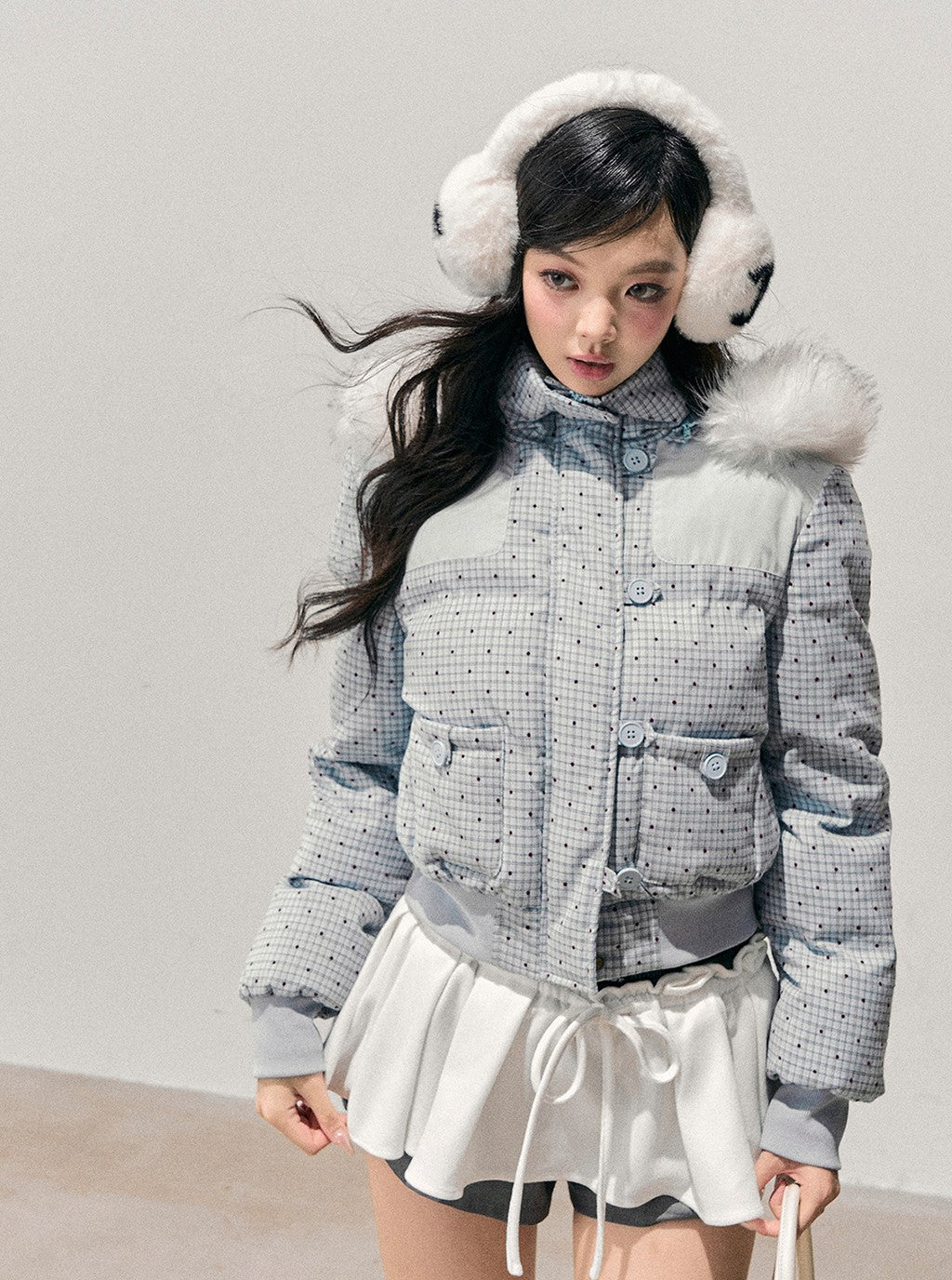 Polka Dot Hooded Warm Cotton Jacket DIA0712