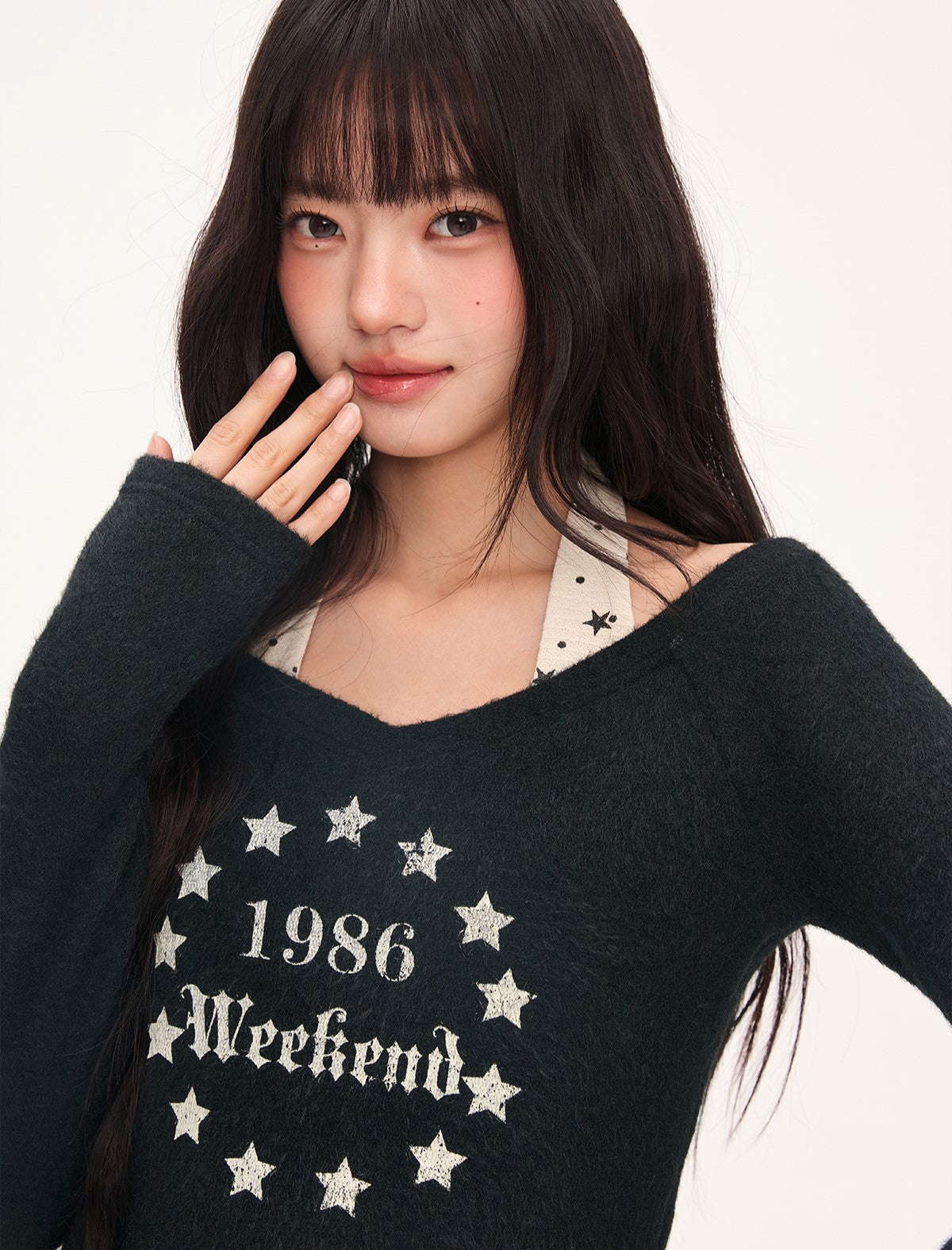 American-style Star Print Halter Neck T-shirt WEE0071