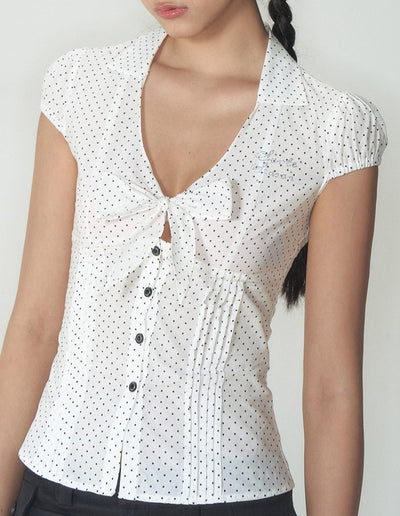 Retro Bow Slim Shirt SOO0004