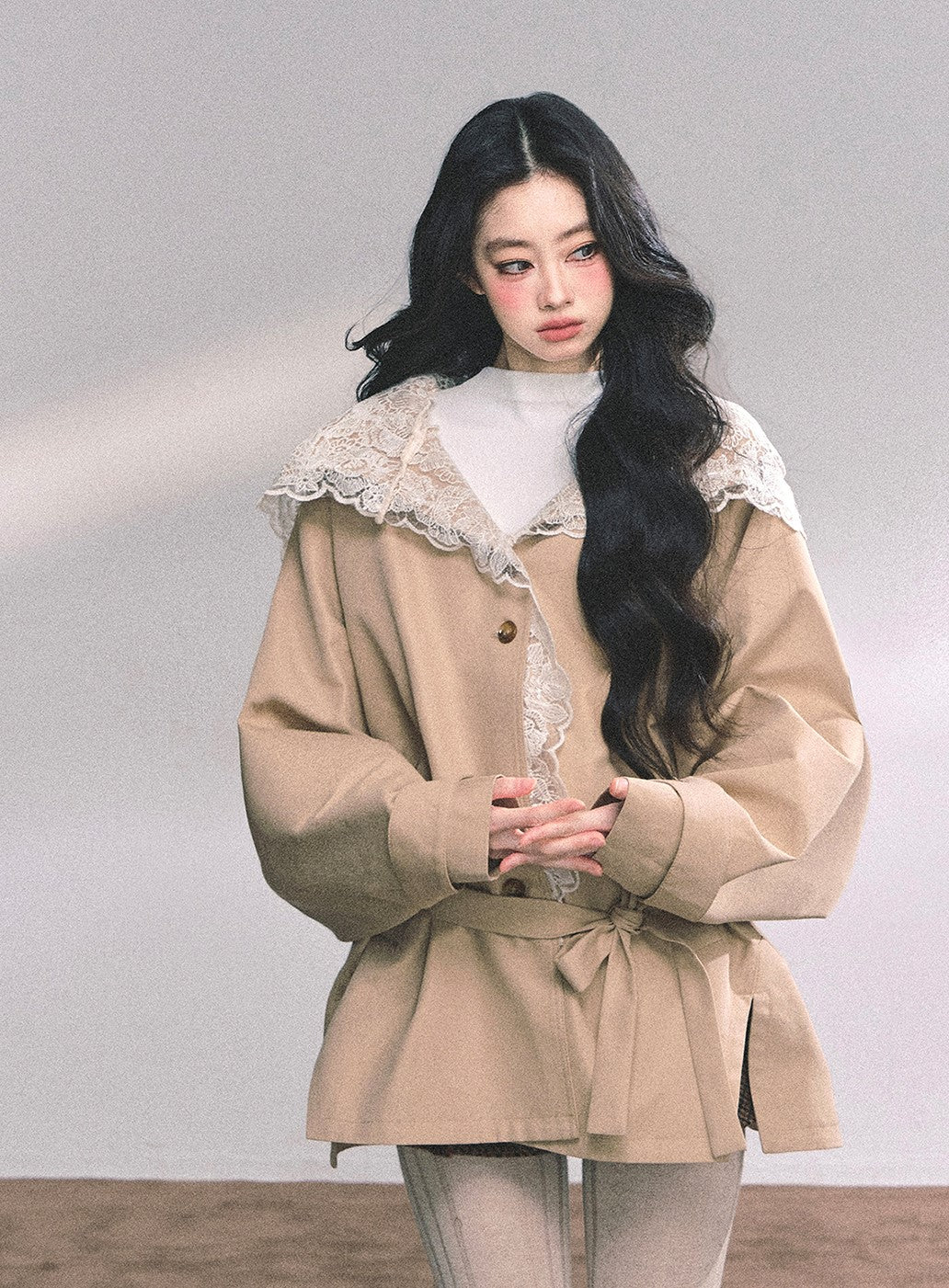 Hooded Lace Trench Jacket DIA0650