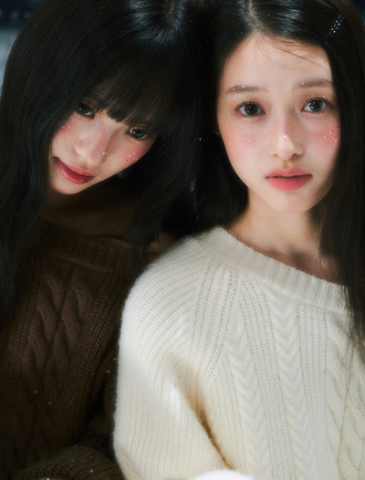 Off-shoulder Cable Knitted Dress WEE0102