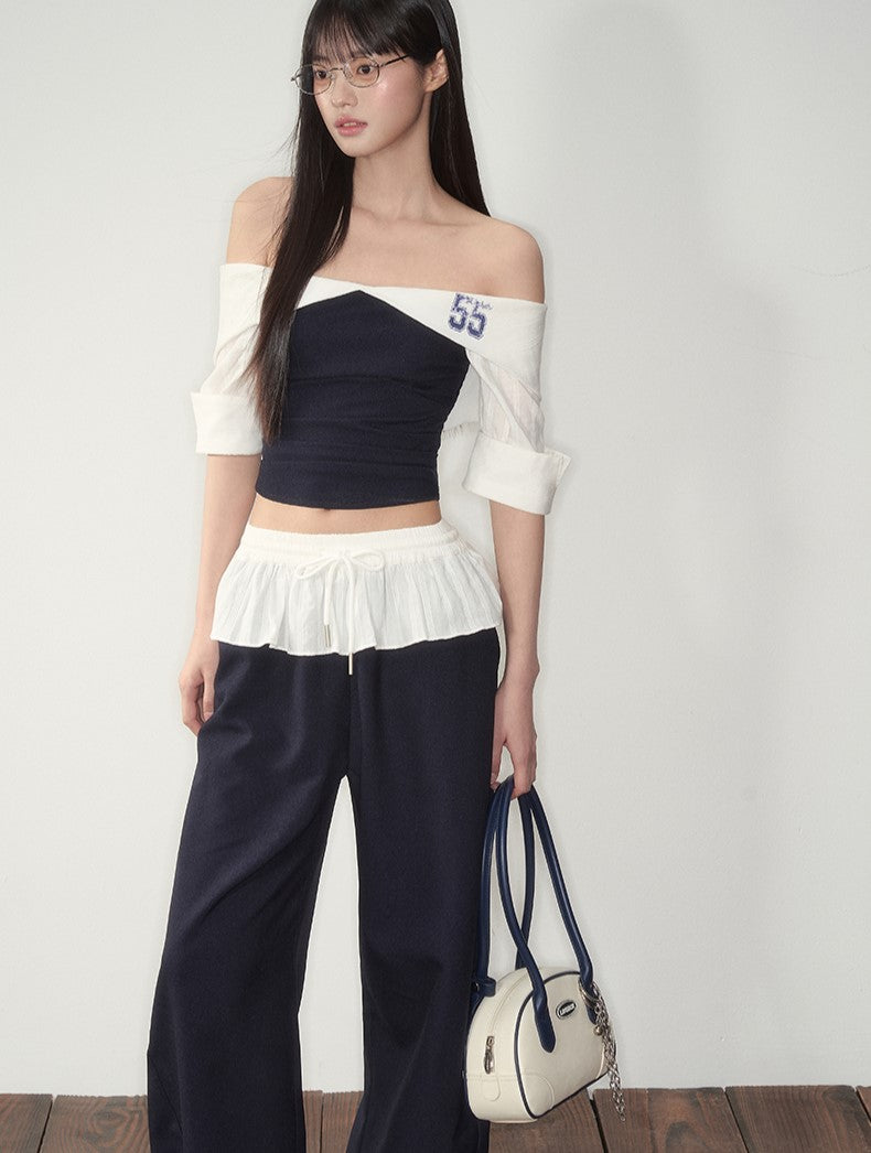 One-shoulder Top/Ruffled Scimitar Pants SOO0007