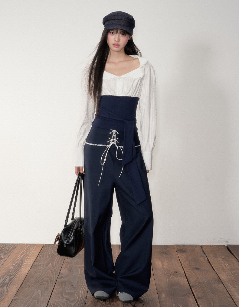 Contrast Shirt/Wide-leg Pants SOO0029