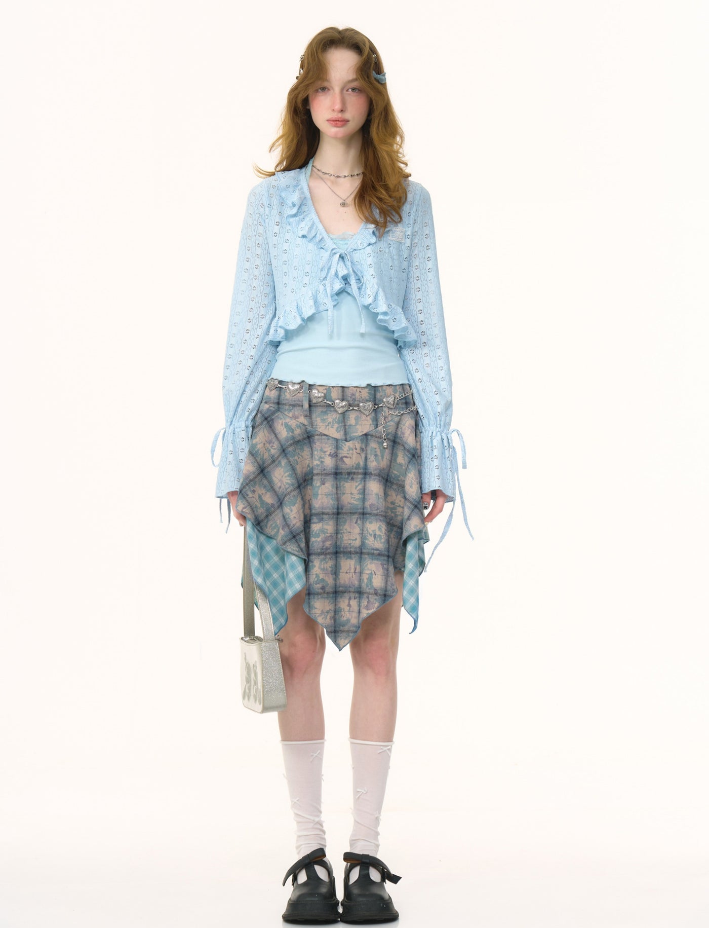 Irregular Tie-dyed Plaid Skirt ZIZ0258
