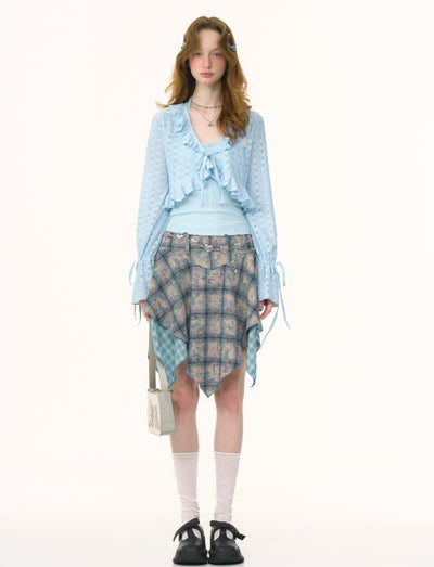 Irregular Tie-dyed Plaid Skirt ZIZ0258