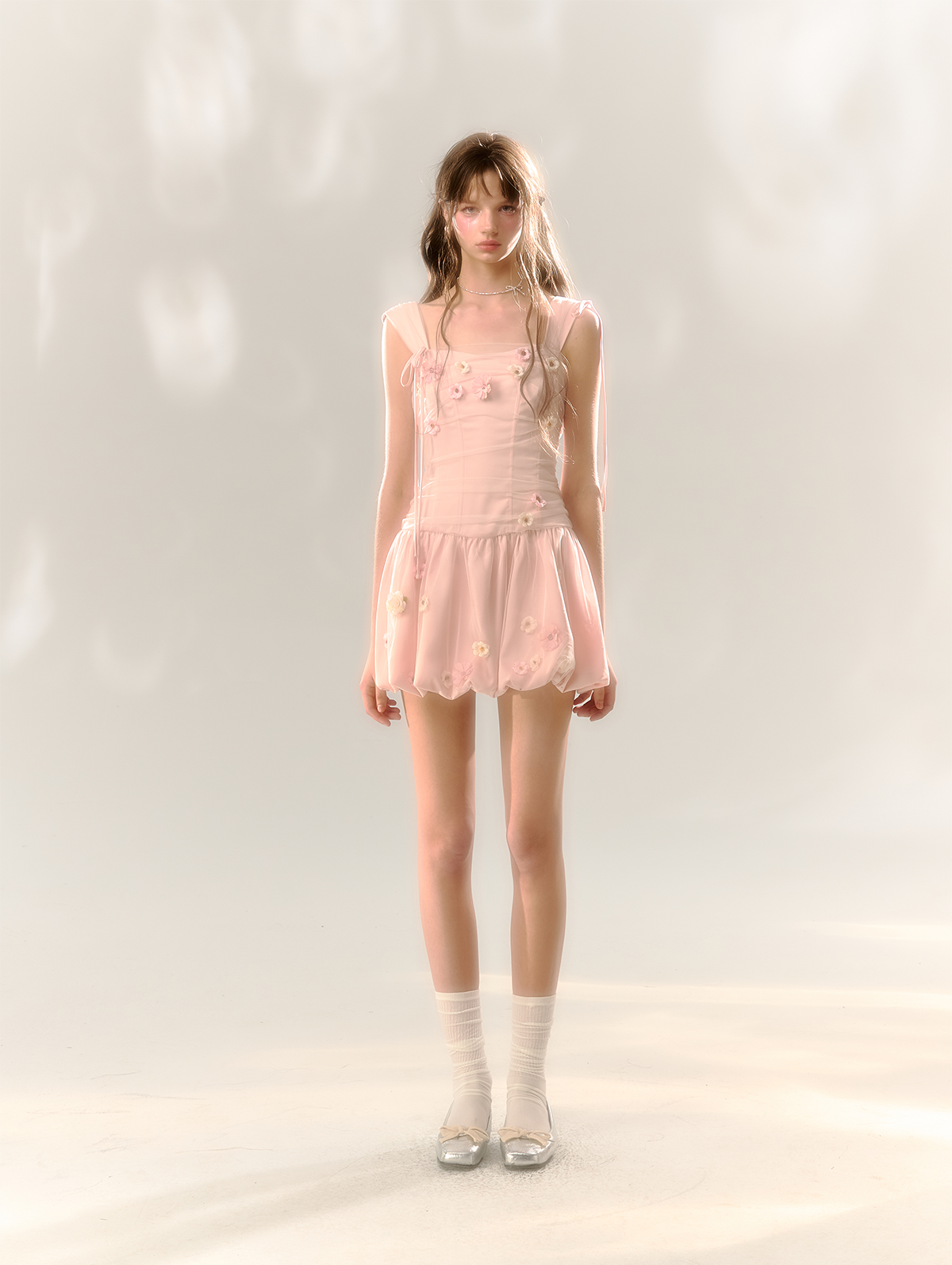 Pink Handmade Flower Suspender Dress SUN0064