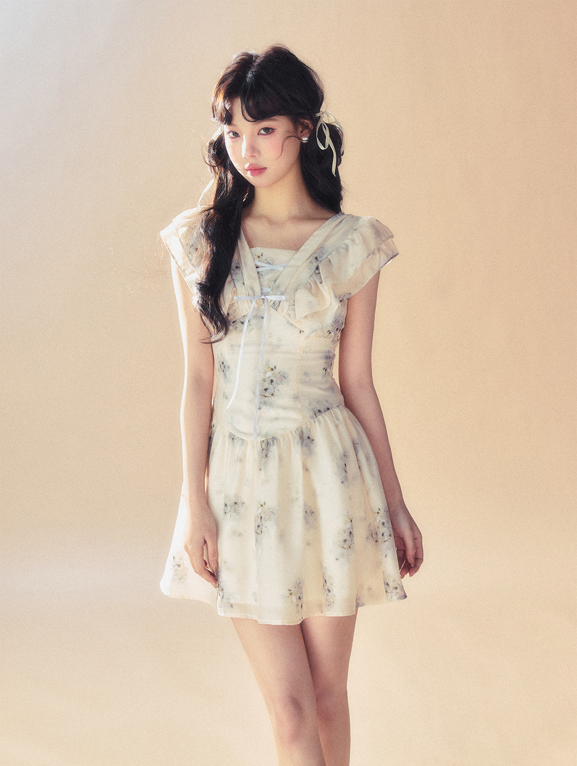 Bell Flower Small Flying Sleeve Dress SUN0055