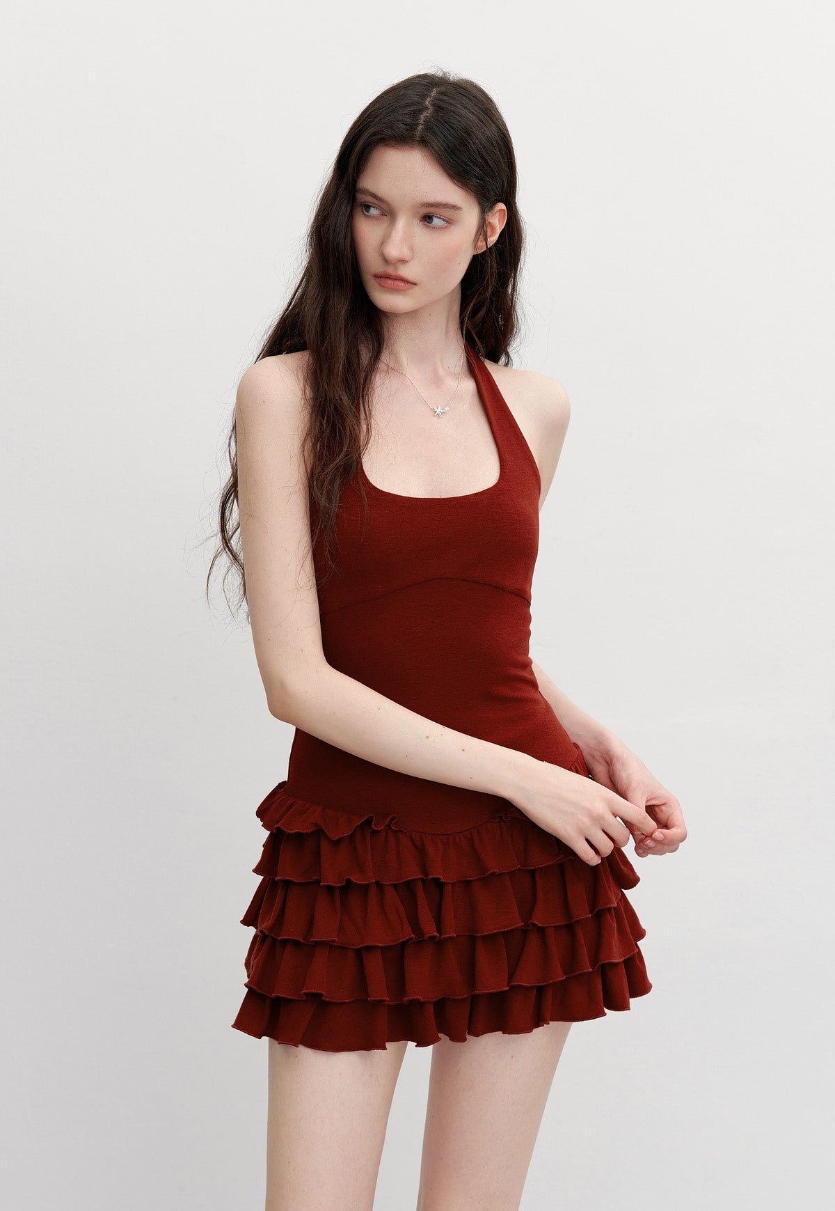 Halter Neck Splicing Cake Dress AYF0094