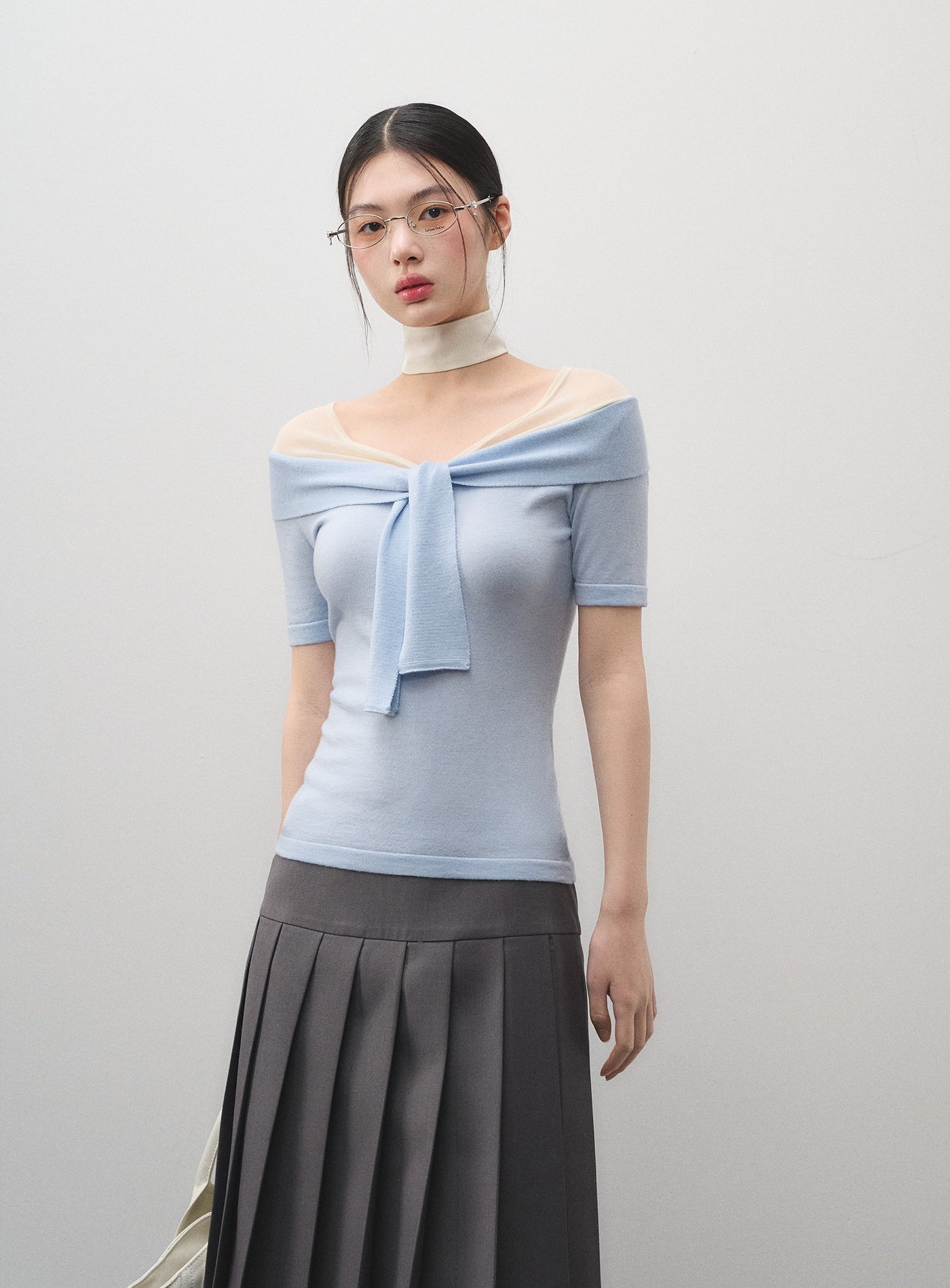 One-shoulder Twisted Slim T-shirt LAL0160