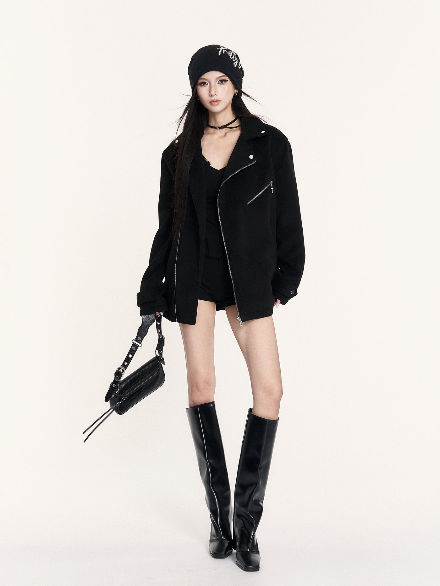 Black Street Style Oversized Jacket VOC0484