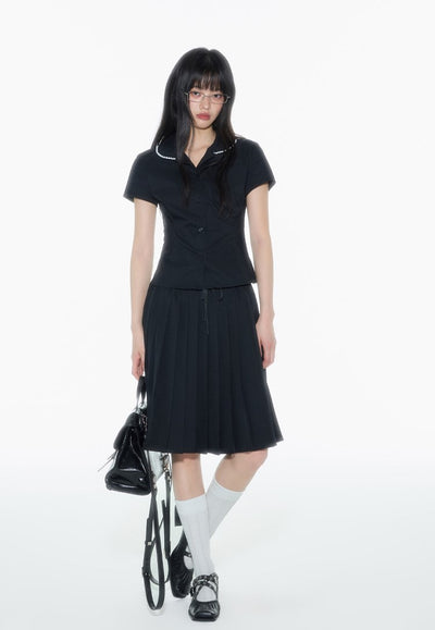 Black Lace Doll Collar Shirt ONT0017