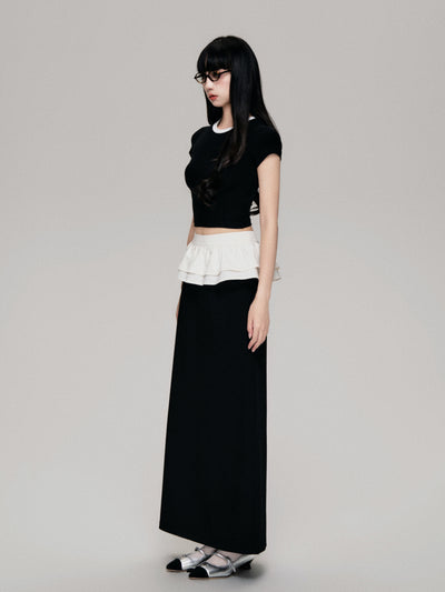 Ballet Style Black Back Slit Slim Maxi Skirt LUL0084