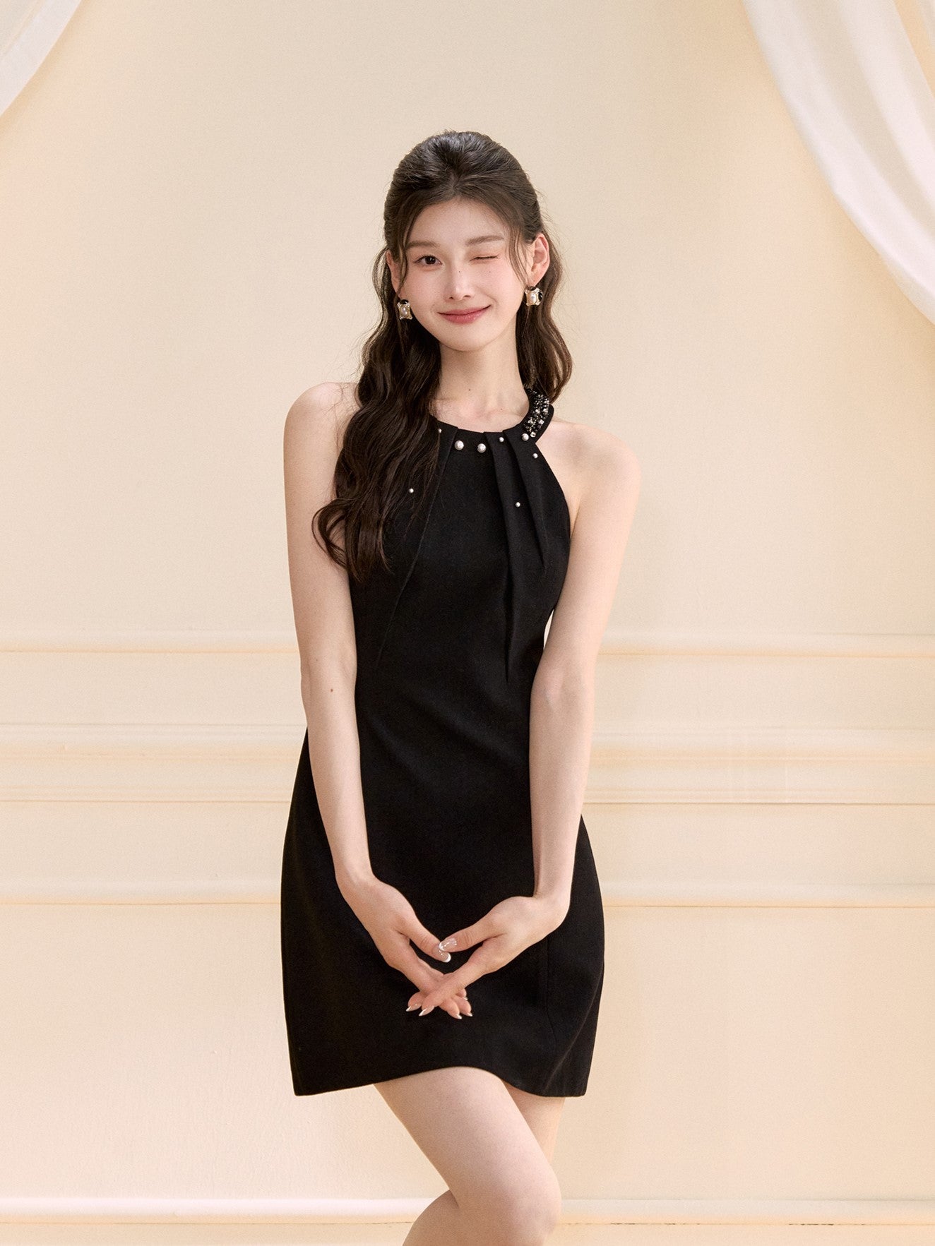 Halter Neck A-line Dress OSH0123