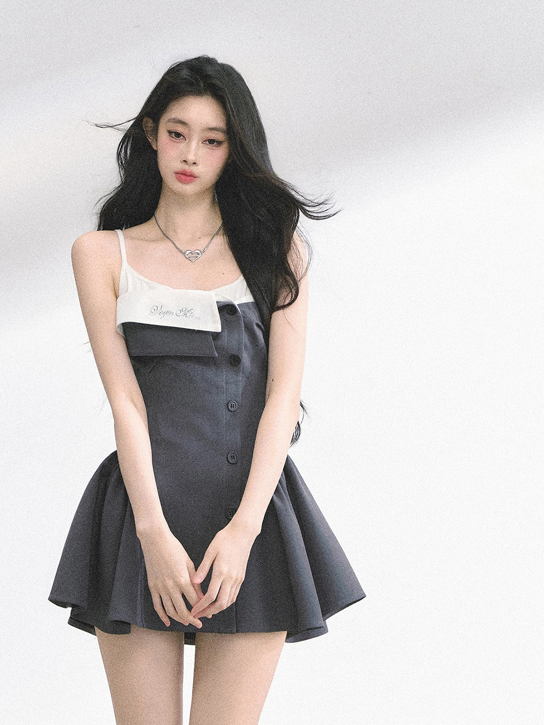 Hepburn Style Suspender Puffy Dress DIA0522