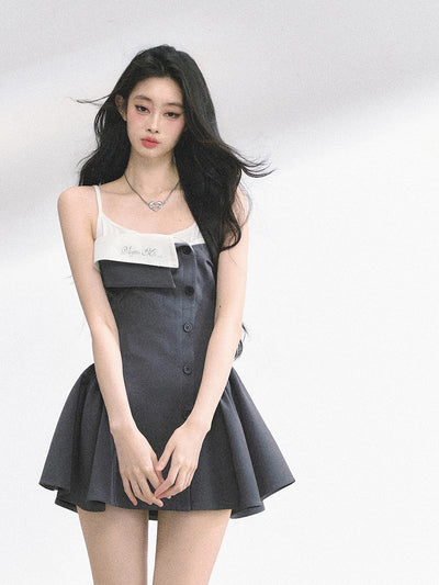Hepburn Style Suspender Puffy Dress DIA0522