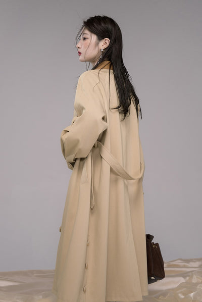 Leather Collar Long Coat COT0343