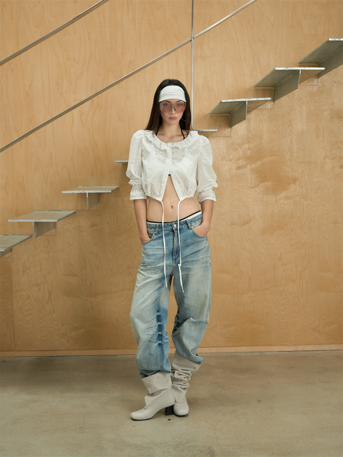 Gradient Washed Design Ripped Jeans CUR0243