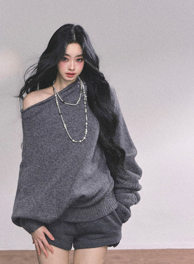 Lazy Style Off-shoulder Sweater DIA0631