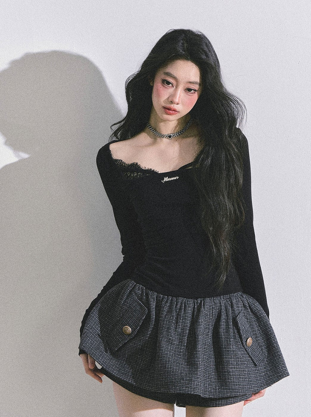 Long-sleeved Lace Slim T-shirt DIA0600