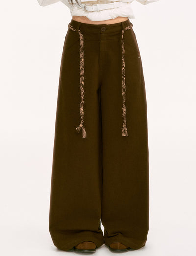 Faux Two-Piece Casual Drawstring Pants WEE0127