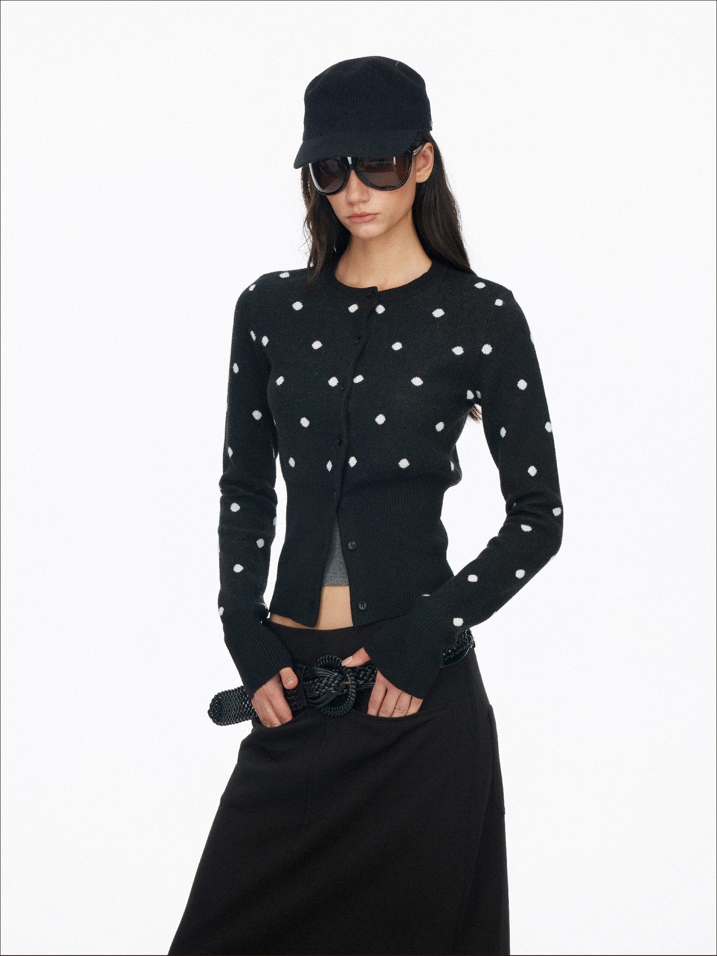 Retro Polka Dot Base Knit Cardigan SAL0199