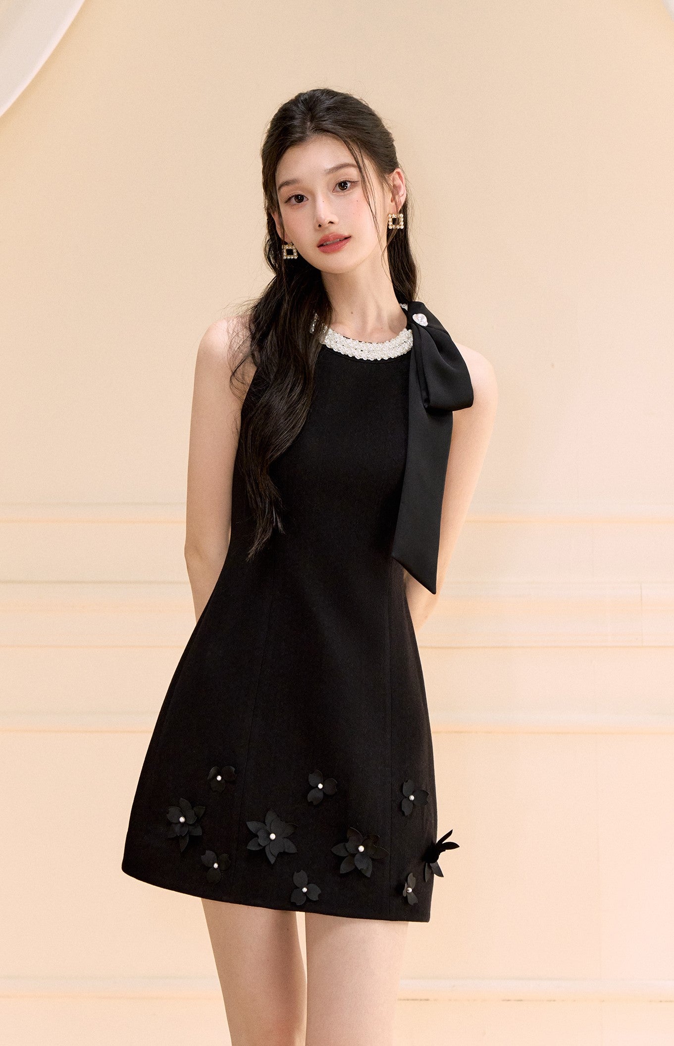 Bow A-line Sleeveless Dress OSH0176