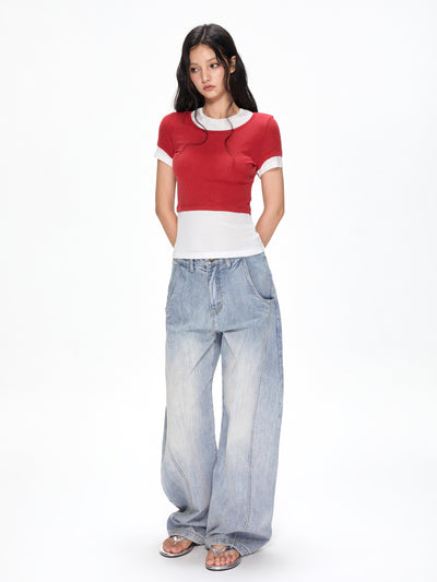 Washed Machete Loose Jeans APE0393