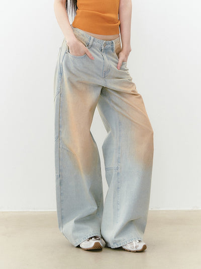 Retro Distressed Contrast Jeans VIA0245