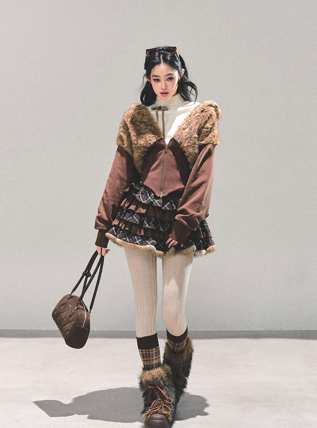 Lambswool Short Hooded Jacket DIA0681